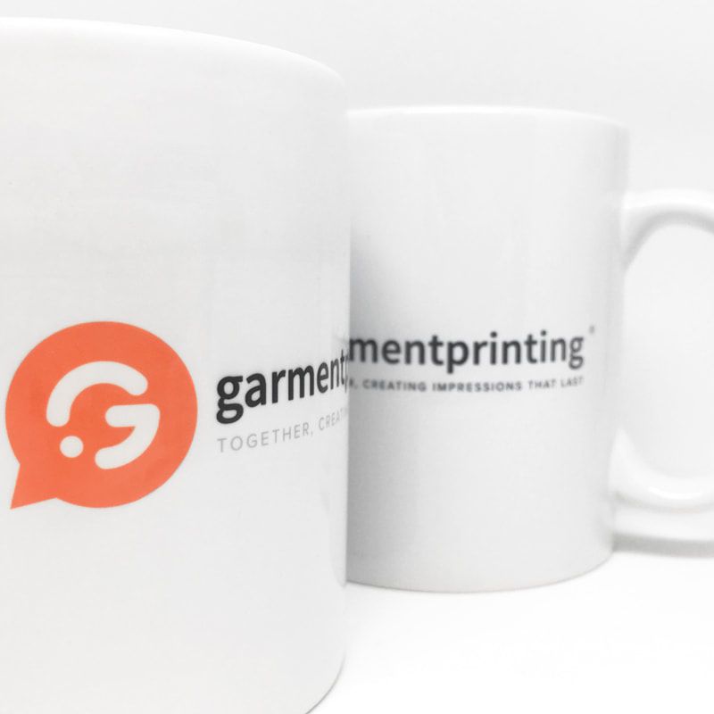 Personalised printed white mugs