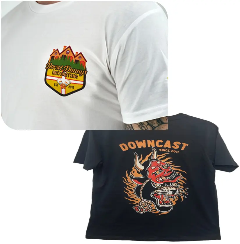 DTG printing on white t-shirt