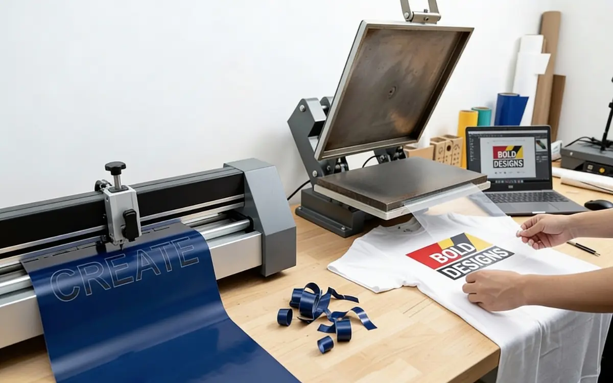 Vinyl cutting machine and heat press application