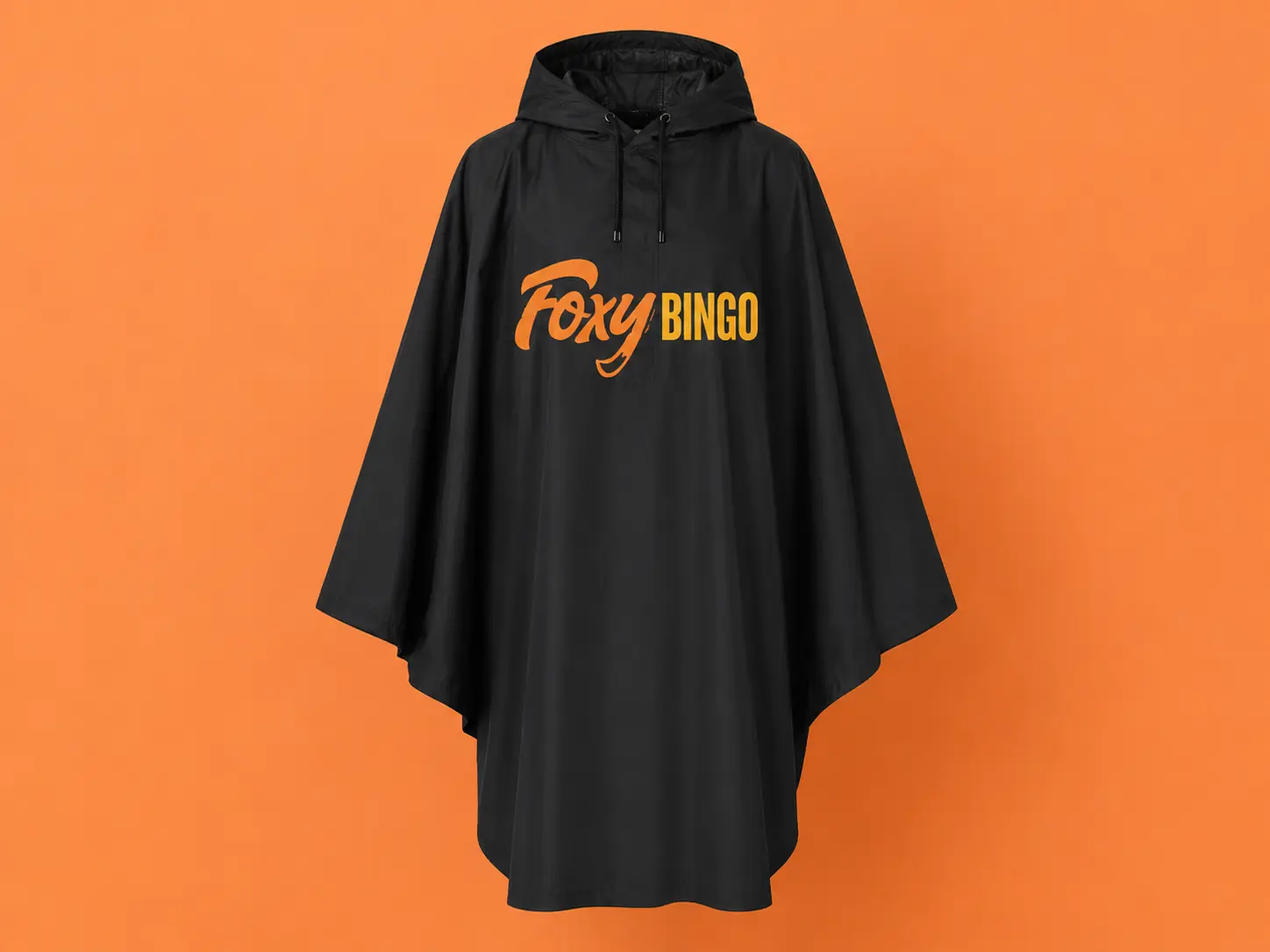 Screen printed rain mac for Foxy Bingo    