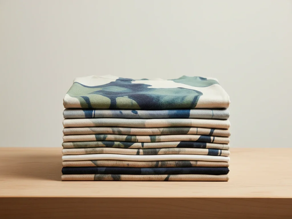 Printed garments folded and checked