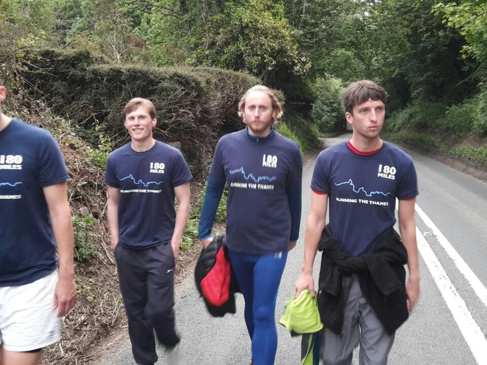 The relay team on the Thames Path