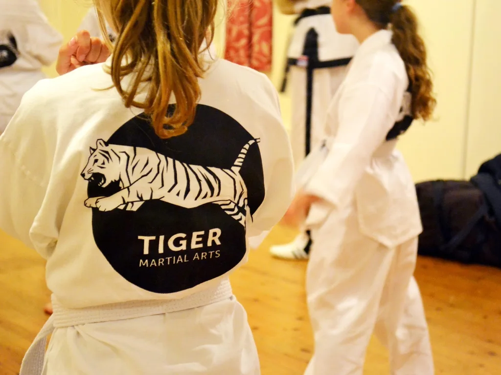 Tiger Martial Arts students in printed uniforms