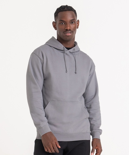 Man in a grey pullover hoodie, before printing