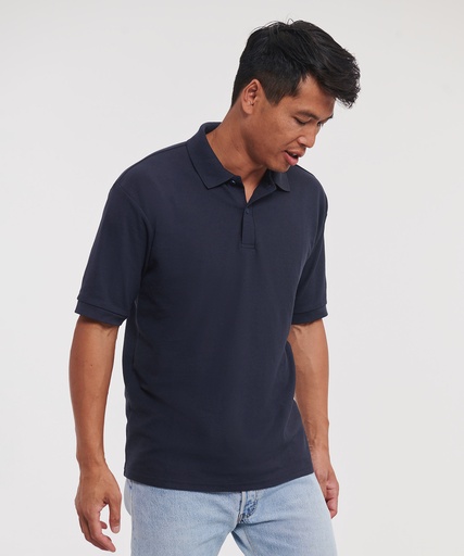 Man in a navy polo shirt, before printing