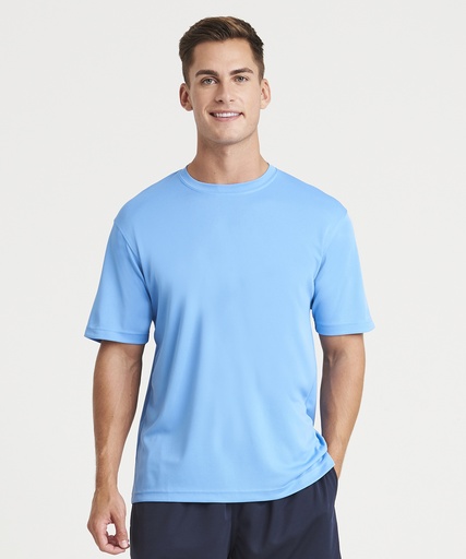 Man in a light blue t-shirt, before printing