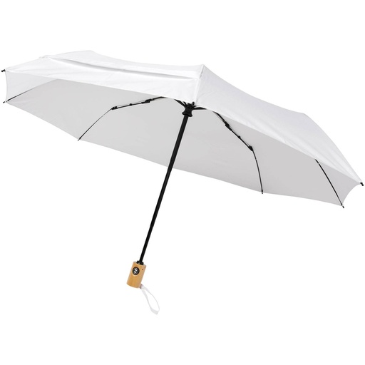 [10914302] White (Bo 21" foldable auto open/close recycled PET umbrella) 