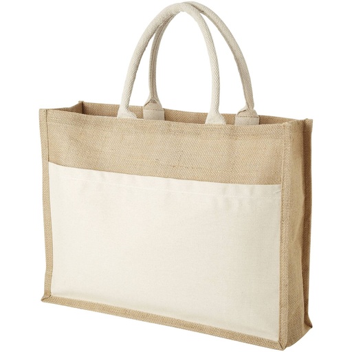 [11952600] Mumbay cotton pocket jute tote bag 18L