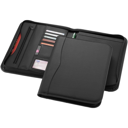 [19549301] Ebony A4 zippered portfolio
