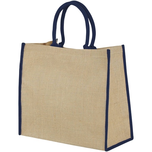 [12018202] Harry coloured edge jute tote bag 25L (Natural/Navy)