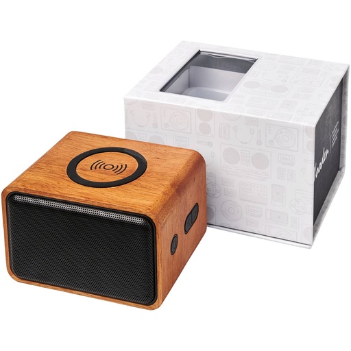 [12400700] Wooden 3W speaker with wireless charging pad