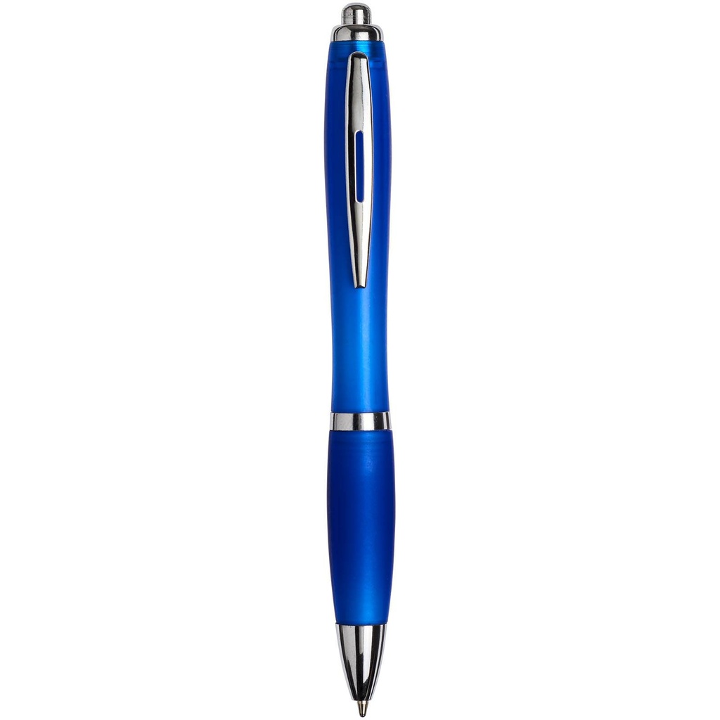 Curvy ballpoint pen with frosted barrel and grip