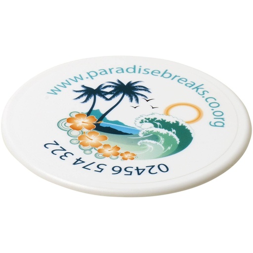 [21051501] White (Renzo round plastic coaster) 