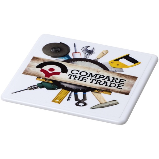 [21051601] Renzo square plastic coaster (White)