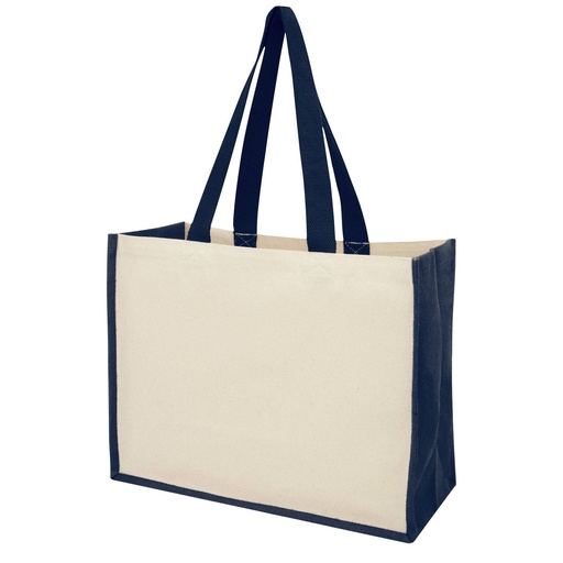[21070155] Navy (Varai 320 g/m² canvas and jute shopping tote bag 23L) 