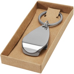 Metal bottle opener keyring in a gift box, blank