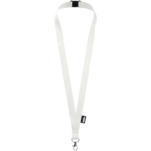 [10251701] White (Tom recycled PET lanyard with breakaway closure) 