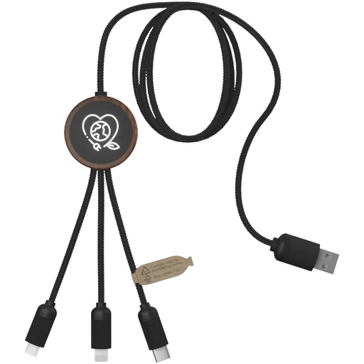 [2PX08471] [2PX08471] [2PX08471] SCX.design C36 3-in-1 rPET light-up logo extended charging cable with round bamboo casing | 2PX084