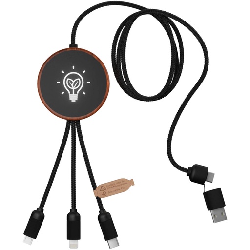 [2PX07371] SCX.design C40 5-in-1 rPET light-up logo charging cable and 10W charging pad