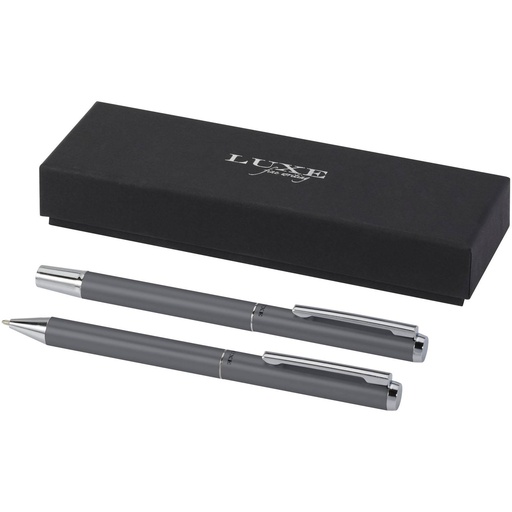 [10783882] Lucetto recycled aluminium ballpoint and rollerball pen gift set (black ink) (Grey)