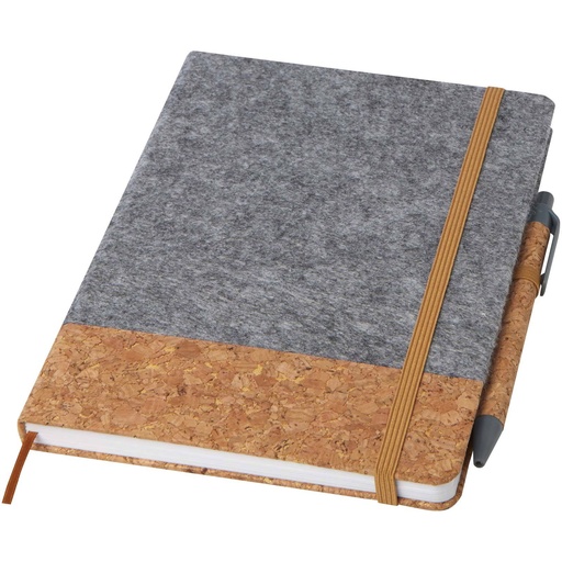 A5 notebook with a felt and cork cover, before printing