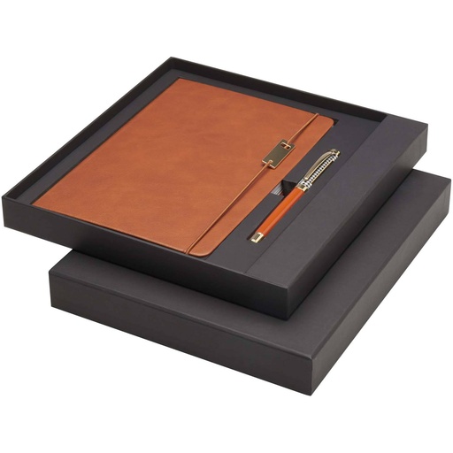 [10792571] Legato A5 notebook and rollerball pen set (blue ink) (Brown)