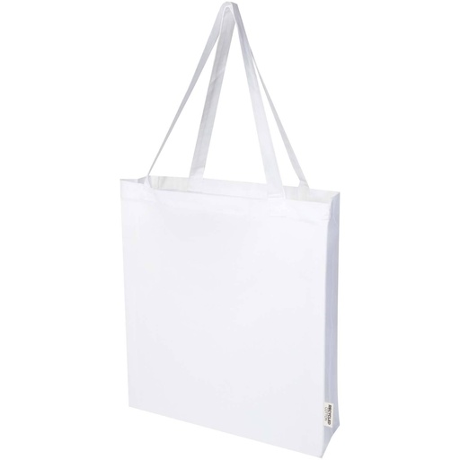 [12073301] White (Madras 140 g/m² GRS recycled cotton gusset tote bag) 