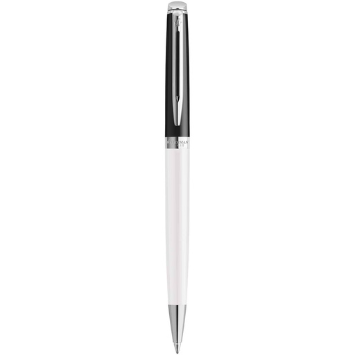 [10796101] Hemisphere colour blocking ballpoint pen with palladium trim (blue ink) (White/Solid black)