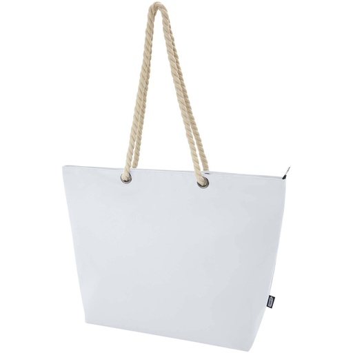 [13007901] White (Panama GRS recycled beach cooler tote bag with cord handles) 