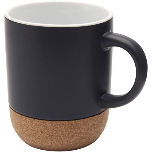 Black ceramic mug with a cork base, blank