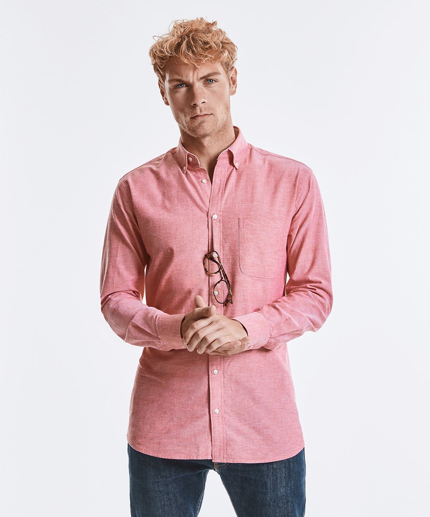 Russell Collection - Long sleeve tailored washed Oxford shirt | J920M