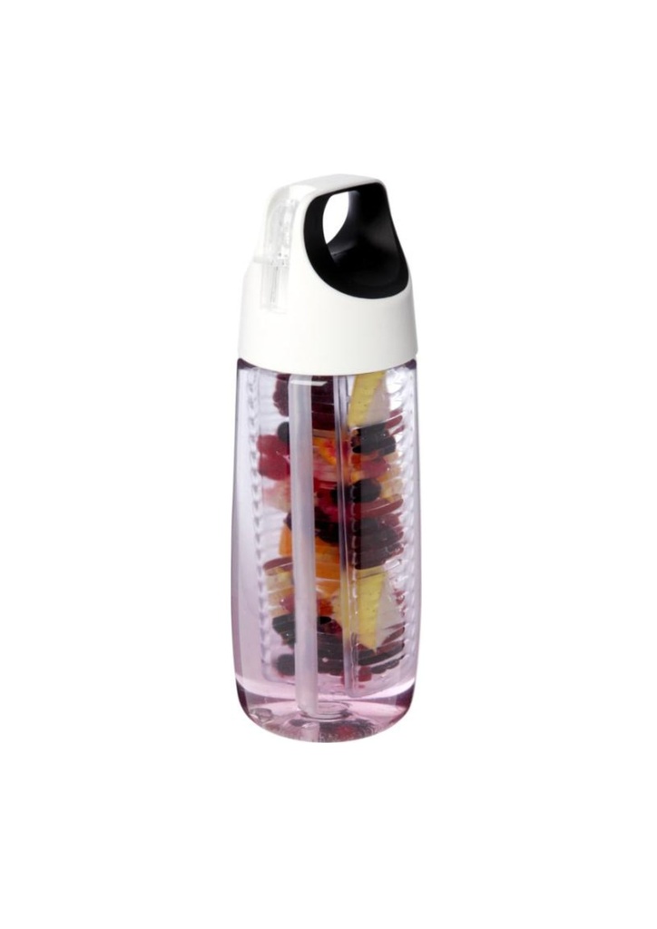 HydroFruit 700 ml recycled plastic sport bottle with flip lid and infuser - Transparent white