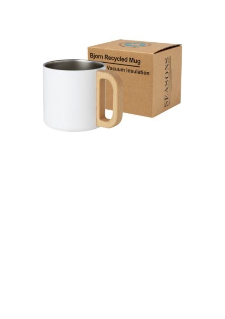 Bjorn 360 ml RCS certified recycled stainless steel mug with copper vacuum insulation - White