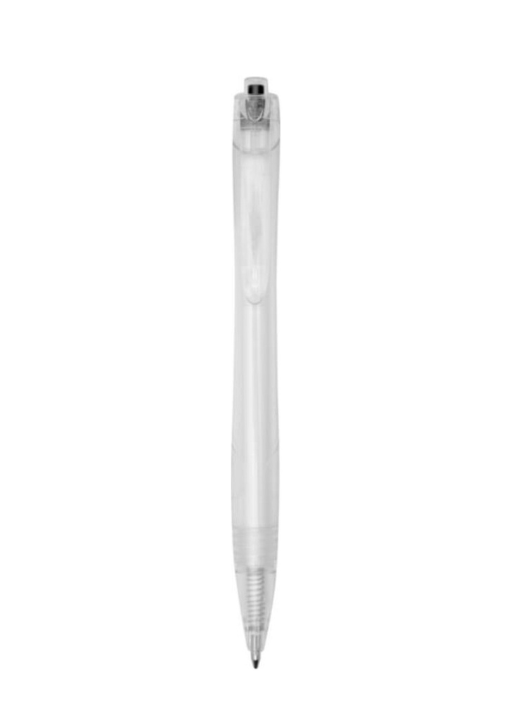 Honua recycled PET ballpoint pen - Solid black / Transparent clear