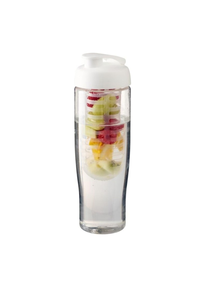 H2O Active® Tempo 700 ml flip lid sport bottle & infuser - Transparent / White | 27403