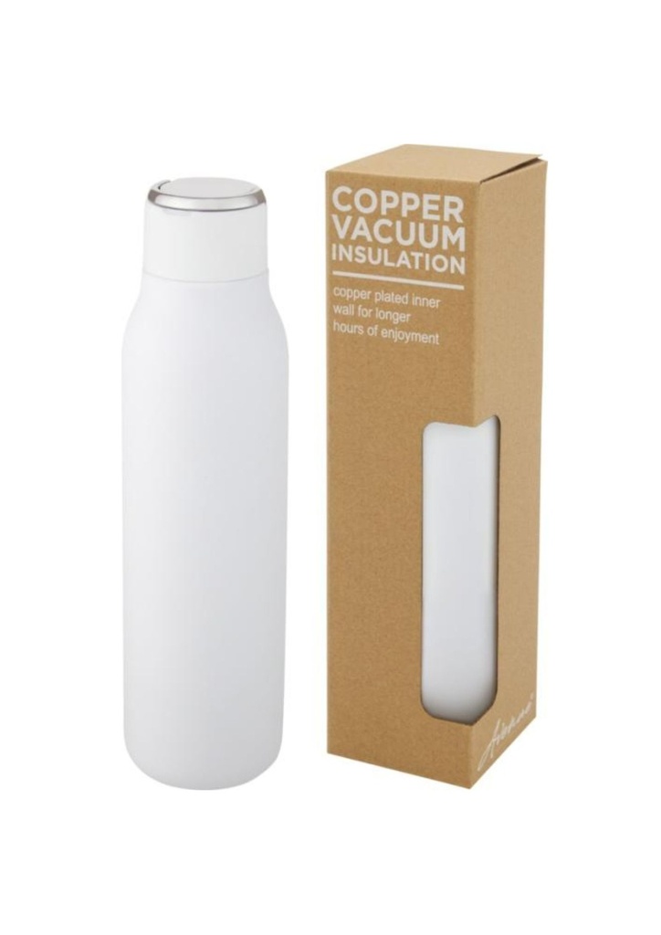 Marka 600 ml copper vacuum insulated bottle with metal loop - White | 27135
