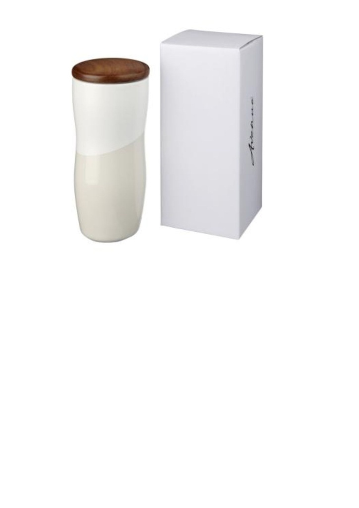 Reno 370 ml double-walled ceramic tumbler - White | 25660