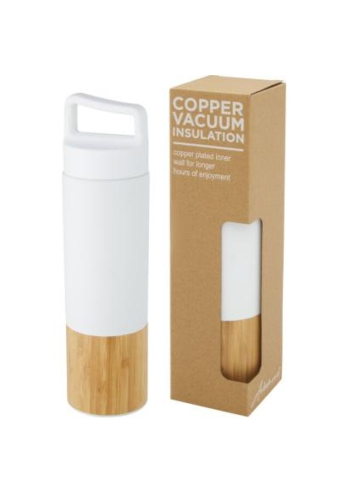 Torne 540 ml copper vacuum insulated stainless steel bottle with bamboo outer wall - White | 27104