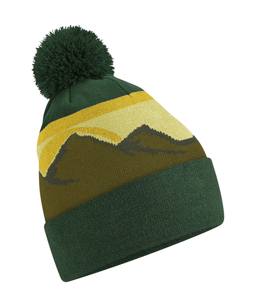 Mountain peaks pom pom beanie B395R