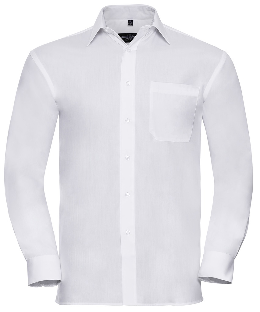Long sleeve pure cotton easycare poplin shirt