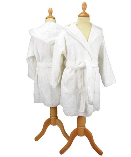 [AR021WHIT56] ARTG® Boyzz & Girlzz® hooded bathrobe (White, 5/6 Years)