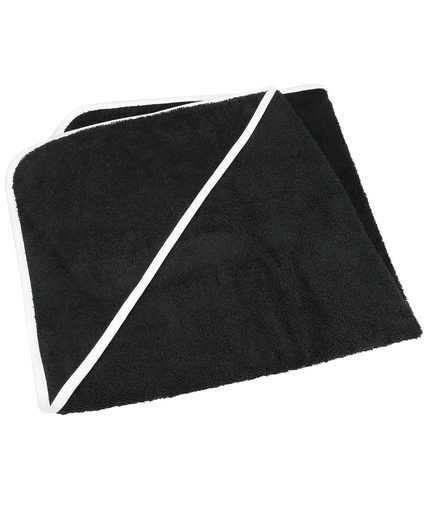 [AR032BKBW] ARTG® Babiezz® medium baby hooded towel (Black/Black/White)
