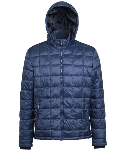 [TS025NAVYXS] Box quilt hooded jacket (Navy, XS)