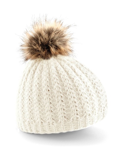 [BC416OWHI] Fur pom pom beanie (Off White)