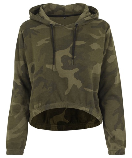[BY065OLCAXS] Women's camo cropped hoodie (XS)