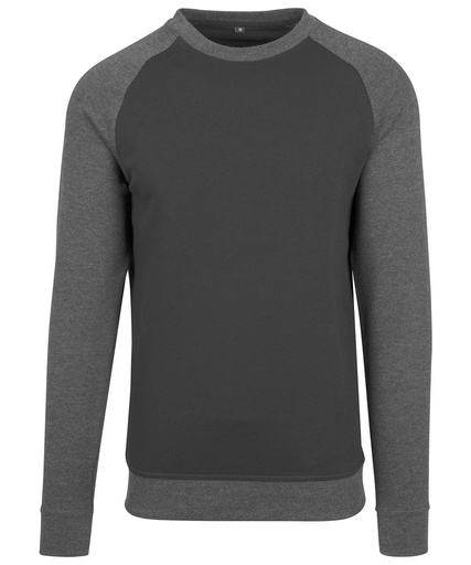 [BY076BKCHS] Raglan crew neck (Black/Charcoal, S)