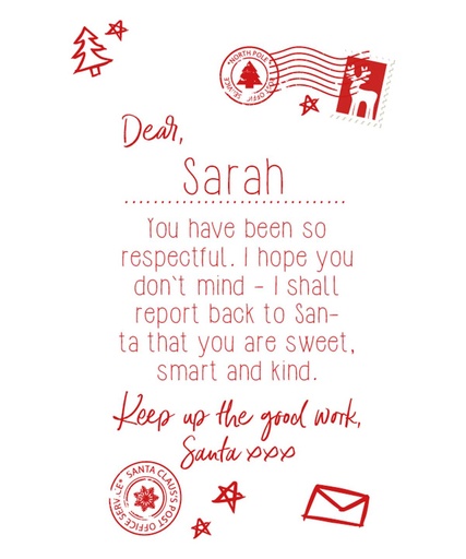 [CS145WHIT56] Personalisable kids letter to Santa tee (White, 5/6 Years)
