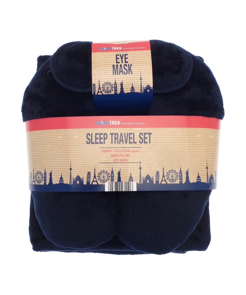Travel set (neck pillow, eye mask and fleece blanket)