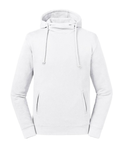 [J209MWHITXS] Pure organic high collar hooded sweatshirt (White, XS)