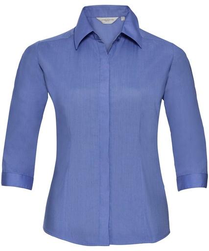 [J926FCBLUXS] Women's ¾ sleeve polycotton easycare fitted poplin shirt (XS)